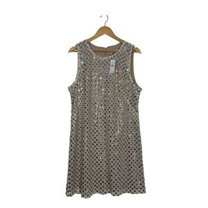 Loft Outlet Size XL Tan Sequin Sleeveless Shift Dress Sparkle Cocktail NWT
